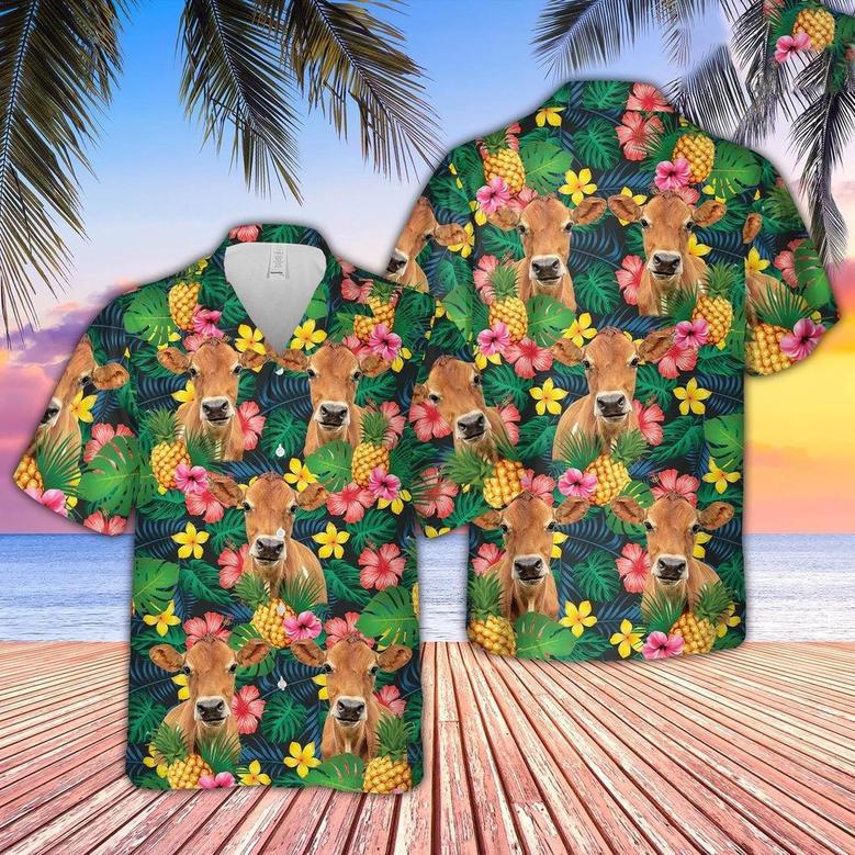 Jersey Summer Pattern Hawaiian Shirt, Farm Hawaiian Shirt, Farmer Hawaii