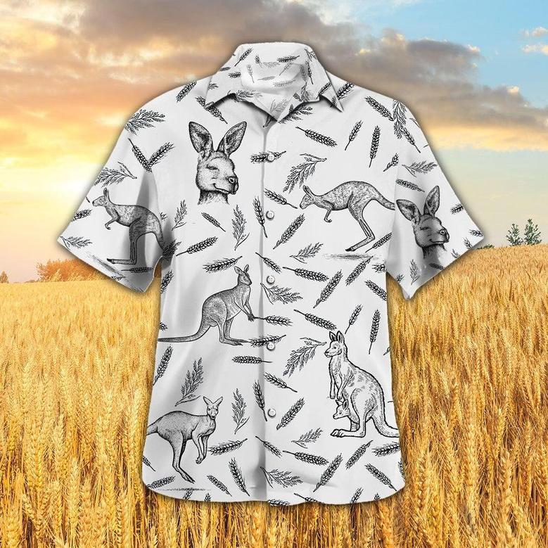 KANGAROO PATTERN All Printed Hawaiian Shirt, Farm Hawaiian Shirt, Farmer Hawaii