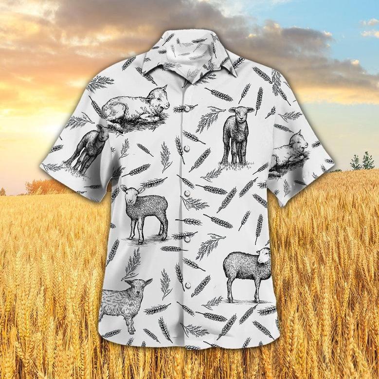 LAMB PATTERN All Printed Hawaiian Shirt, Farm Hawaiian Shirt, Farmer Hawaii