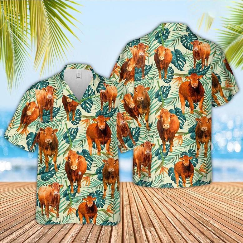 Limousin Green Pattern Hawaiian Shirt, Farm Hawaiian Shirt, Farmer Hawaii