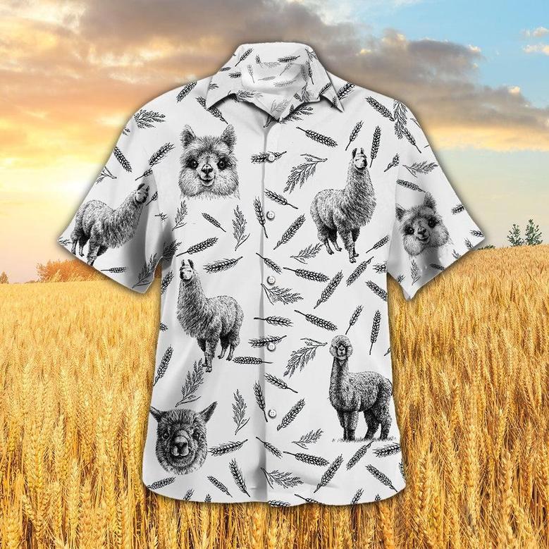 LLAMA PATTERN All Printed Hawaiian Shirt, Farm Hawaiian Shirt, Farmer Hawaii