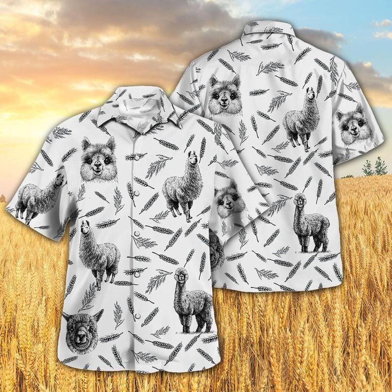 LLAMA PATTERN All Printed Hawaiian Shirt, Farm Hawaiian Shirt, Farmer Hawaii