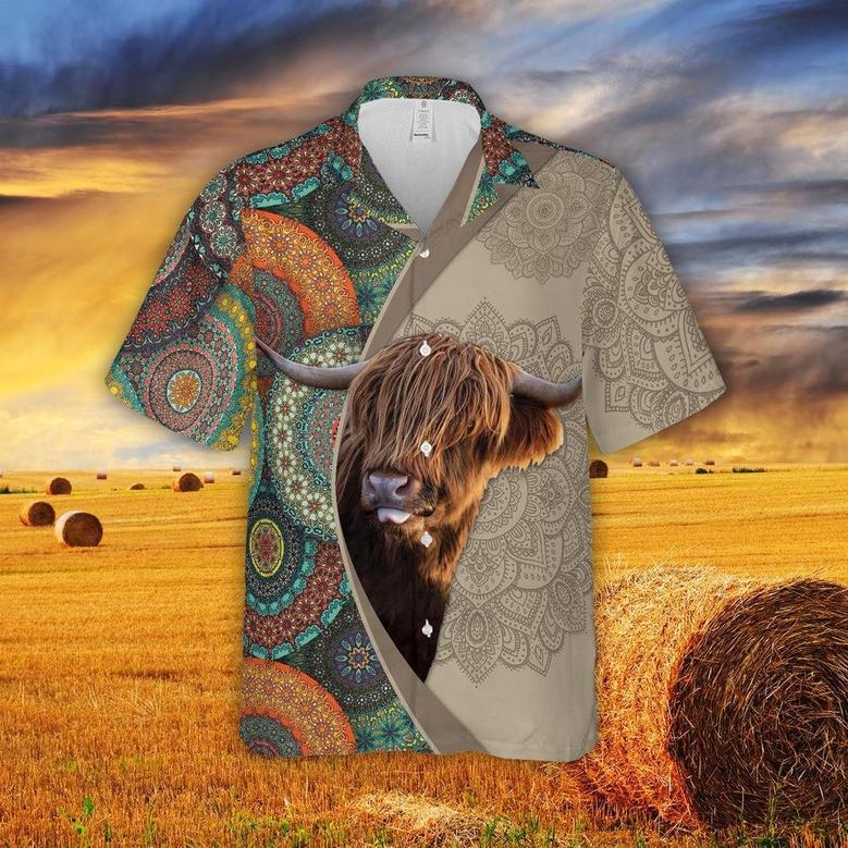 Mandala Pattern Highland All Over Printed Hawaiian Shirt, Farm Hawaiian Shirt, Farmer Hawaii