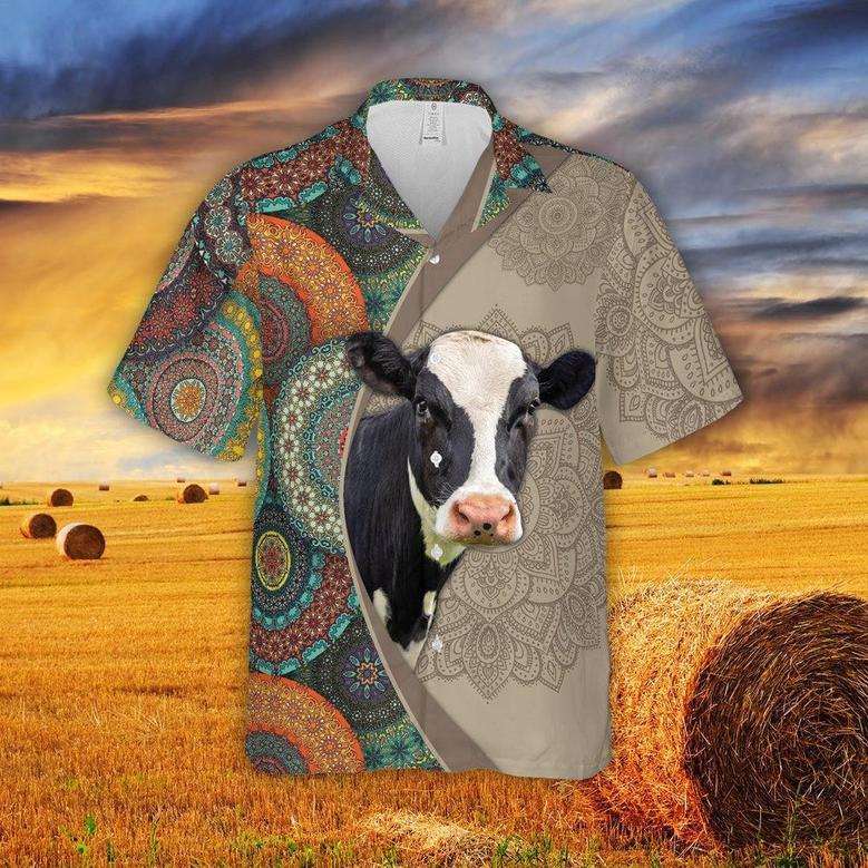 Mandala Pattern Holstein All Over Printed Hawaiian Shirt, Farm Hawaiian Shirt, Farmer Hawaii