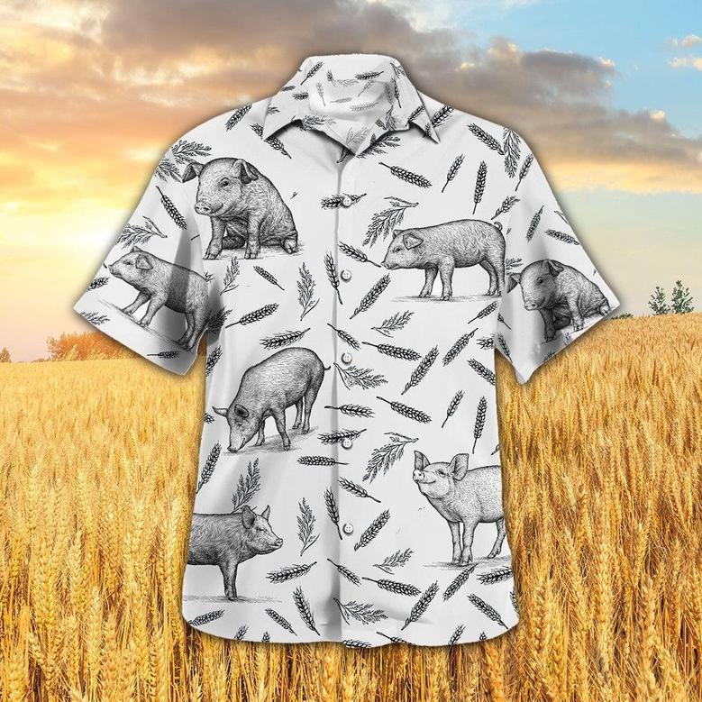 PIG PATTERN Hawaiian Shirt, Farm Hawaiian Shirt, Farmer Hawaii