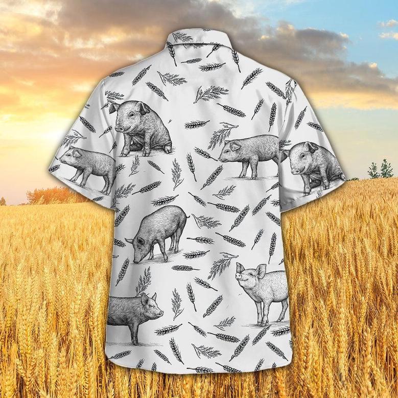 PIG PATTERN Hawaiian Shirt, Farm Hawaiian Shirt, Farmer Hawaii