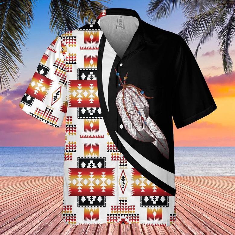 Printed Feather Vivid And Impressive Native American Hawaiian Shirt, America Shirt, Native American Hawaiian Shirt