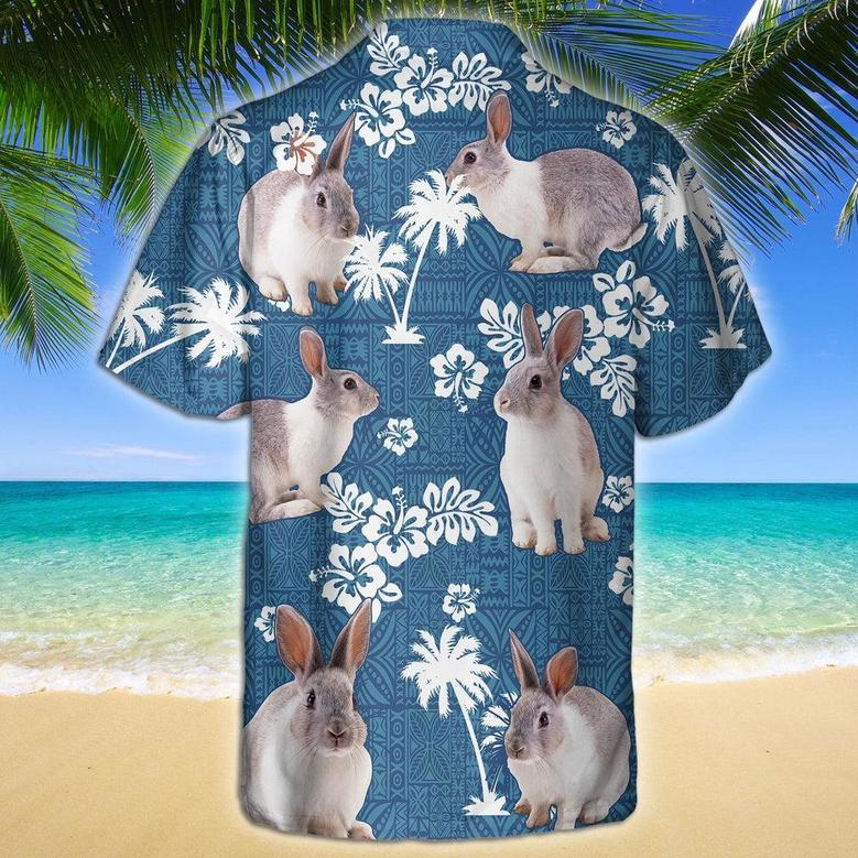 RABBIT Blue Tribal All Over Printed Hawaiian Shirt, Farm Hawaiian Shirt, Farmer Hawaii