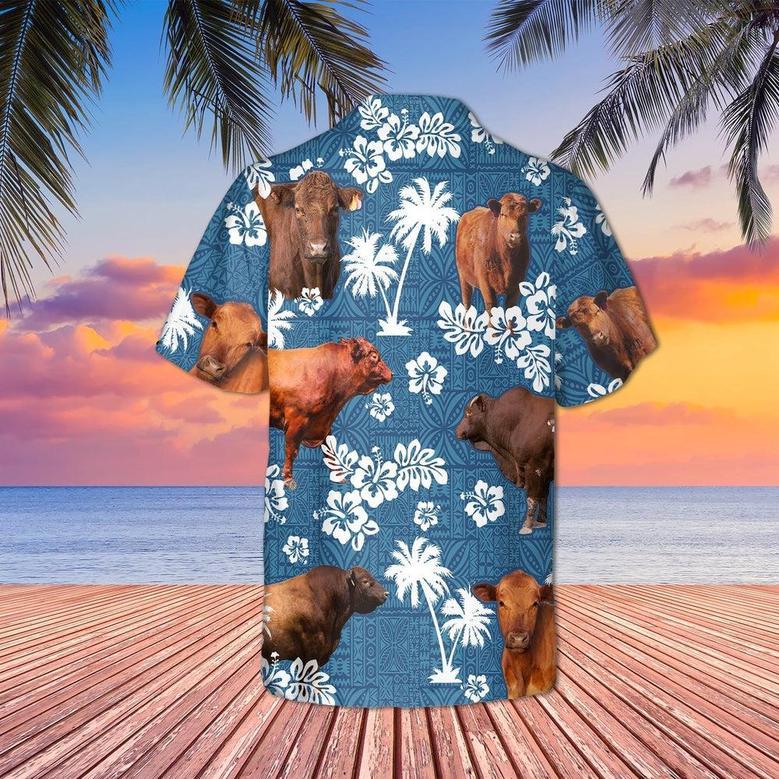 RED ANGUS Cattle Blue Tribal All Over Printed Hawaiian Shirt, Farm Hawaiian Shirt, Farmer Hawaii