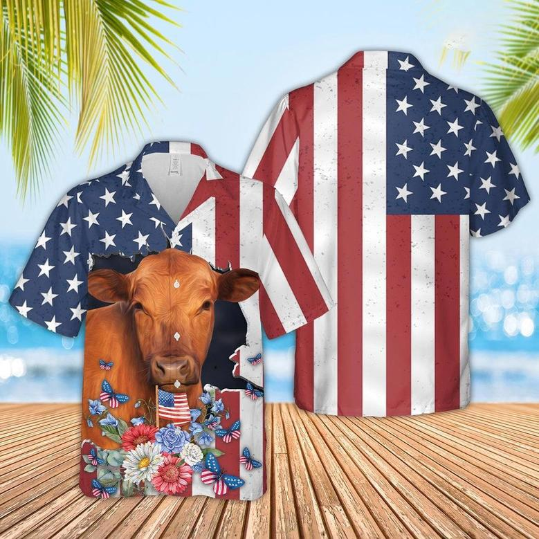 Red Angus Of July Hawaiian Shirt, Farm Hawaiian Shirt, Farmer Hawaii