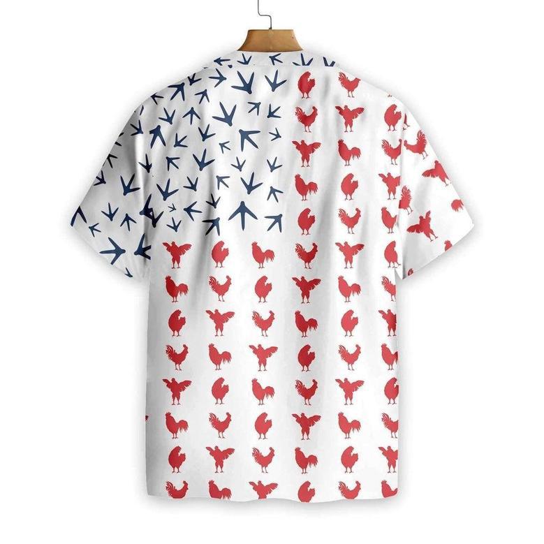 ROOSTER AMERICAN FLAG All Printed Hawaiian Shirt, Farm Hawaiian Shirt, Farmer Hawaii