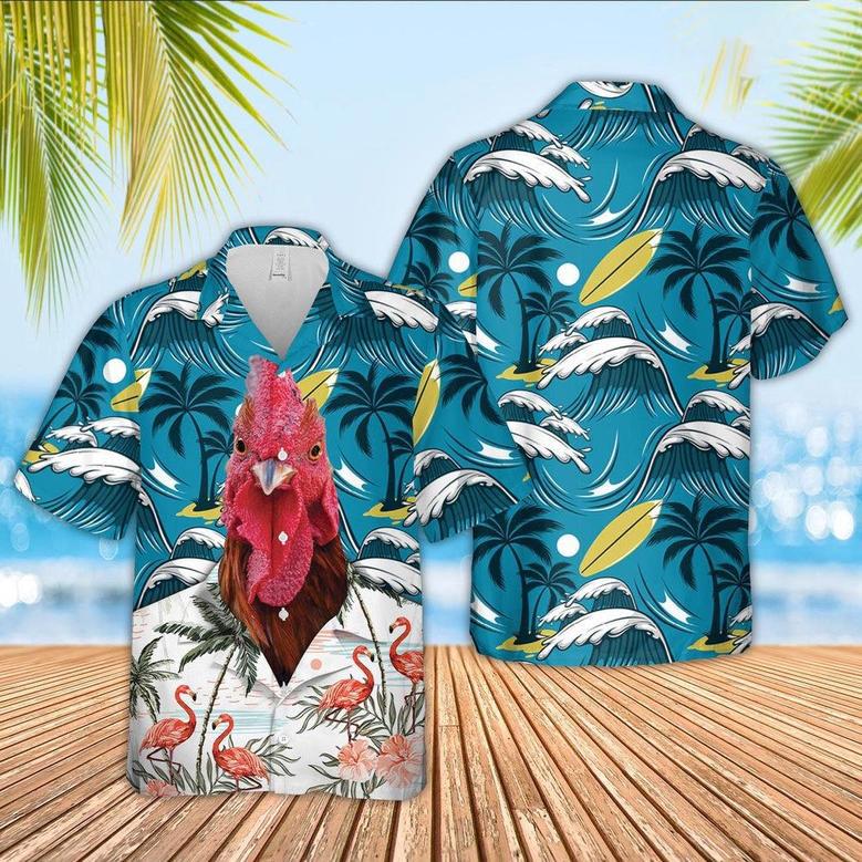 Rooster Funny Hawaiian Shirt, Farm Hawaiian Shirt, Farmer Hawaii