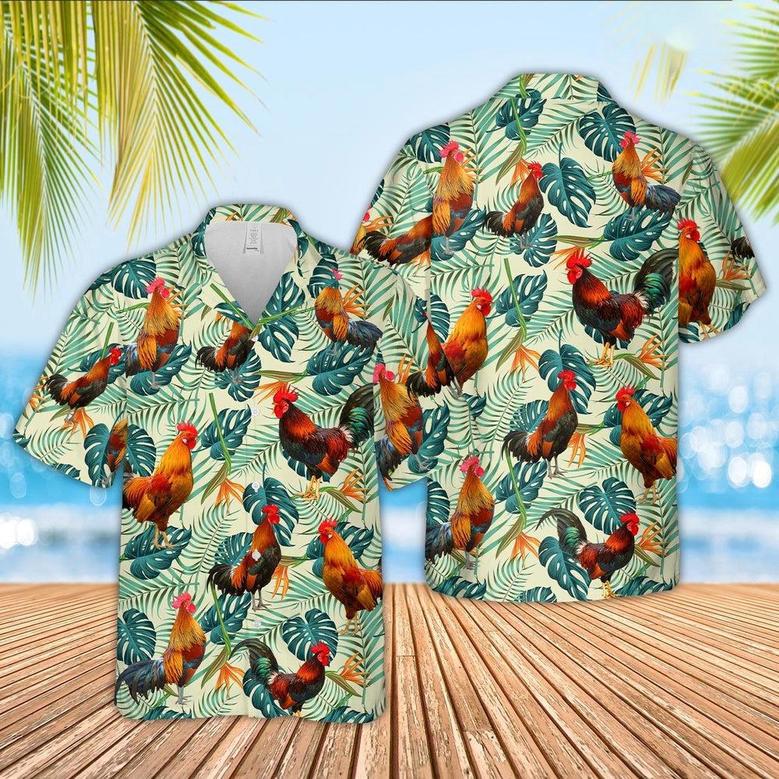 Rooster Green Pattern Hawaiian Shirt, Farm Hawaiian Shirt, Farmer Hawaii