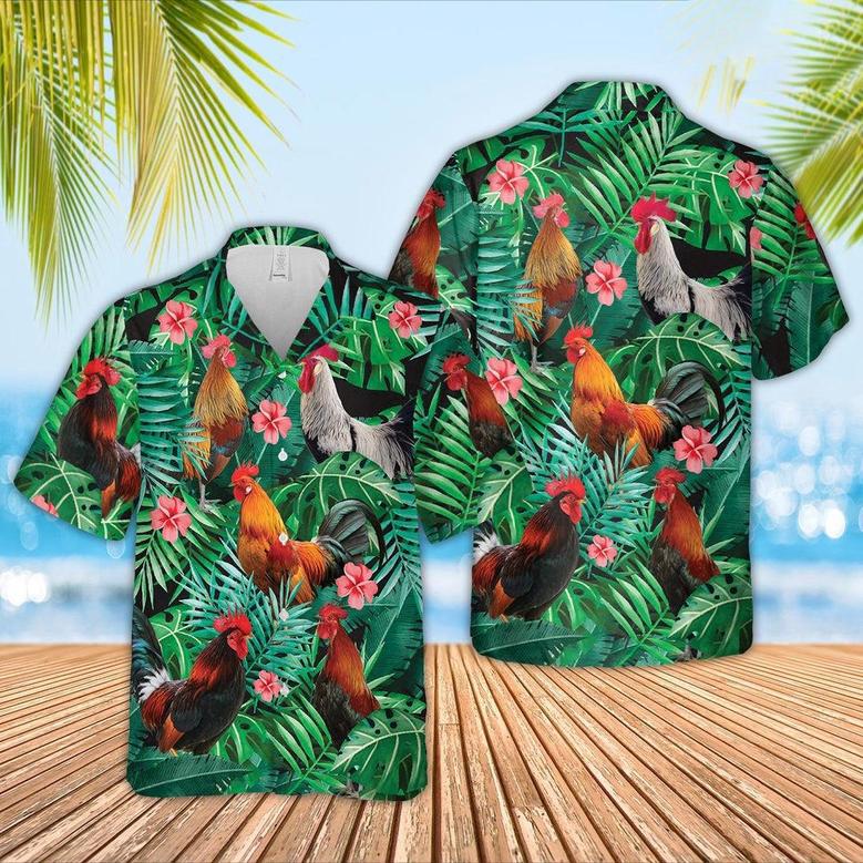 Rooster Hawaiian Shirt, Farm Hawaiian Shirt, Farmer Hawaii