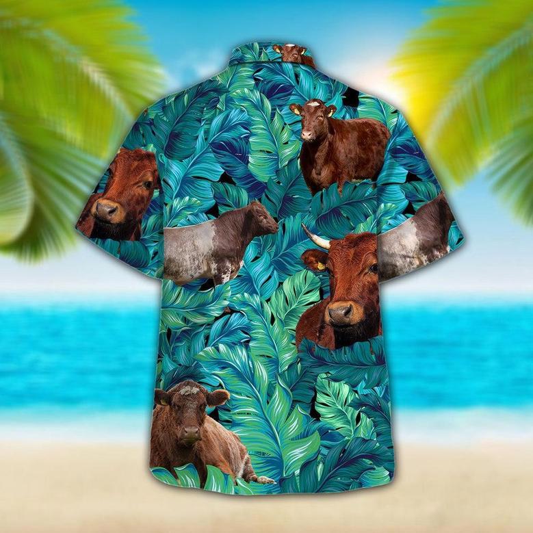 Shorthorn Tropical Hawaiian Palm Leaves All Over Printed Hawaiian Shirt, Farm Hawaiian Shirt, Farmer Hawaii