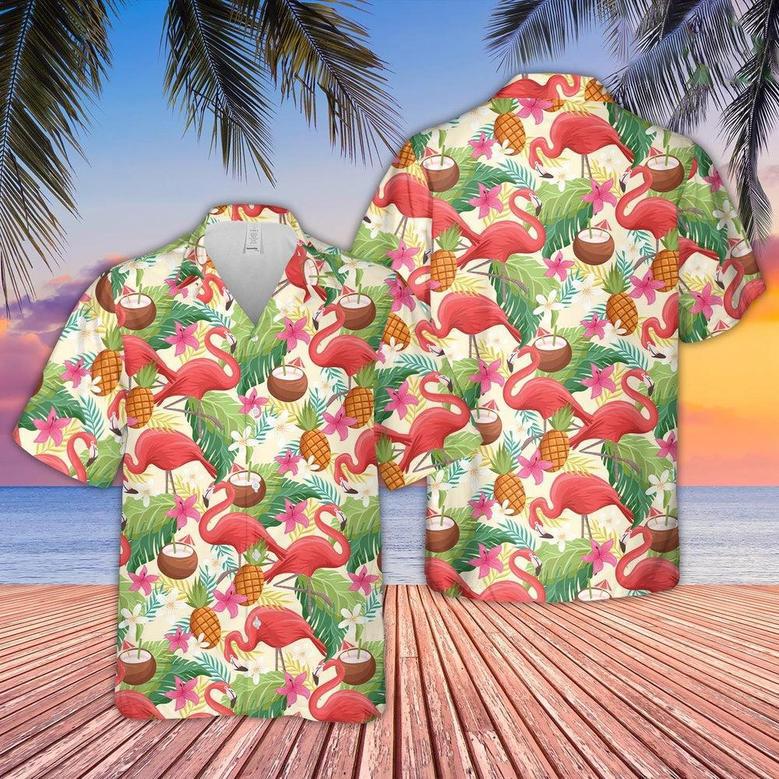 Summer Flamingo Pattern Hawaiian Shirt, Farm Hawaiian Shirt, Farmer Hawaii