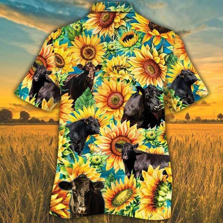 Sunflower Black Angus Cattle Hawaiian Shirt, Farm Hawaiian Shirt, Farmer Hawaii