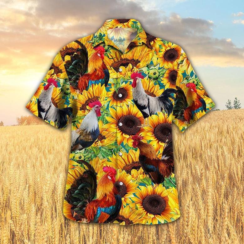 Sunflower Chicken Hawaiian Shirt, Farm Hawaiian Shirt, Farmer Hawaii