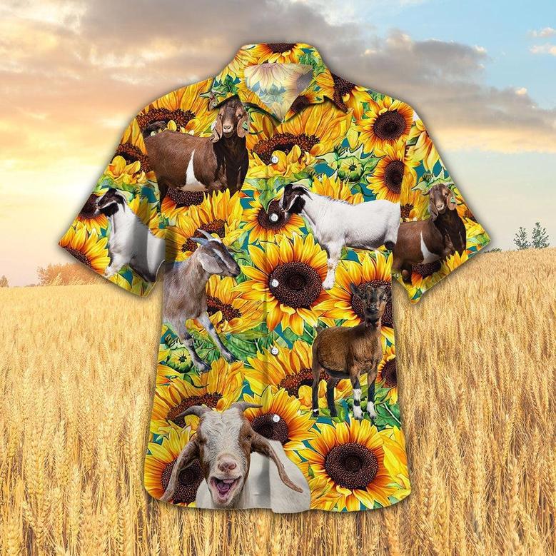 Sunflower Goat Hawaiian Shirt, Farm Hawaiian Shirt, Farmer Hawaii