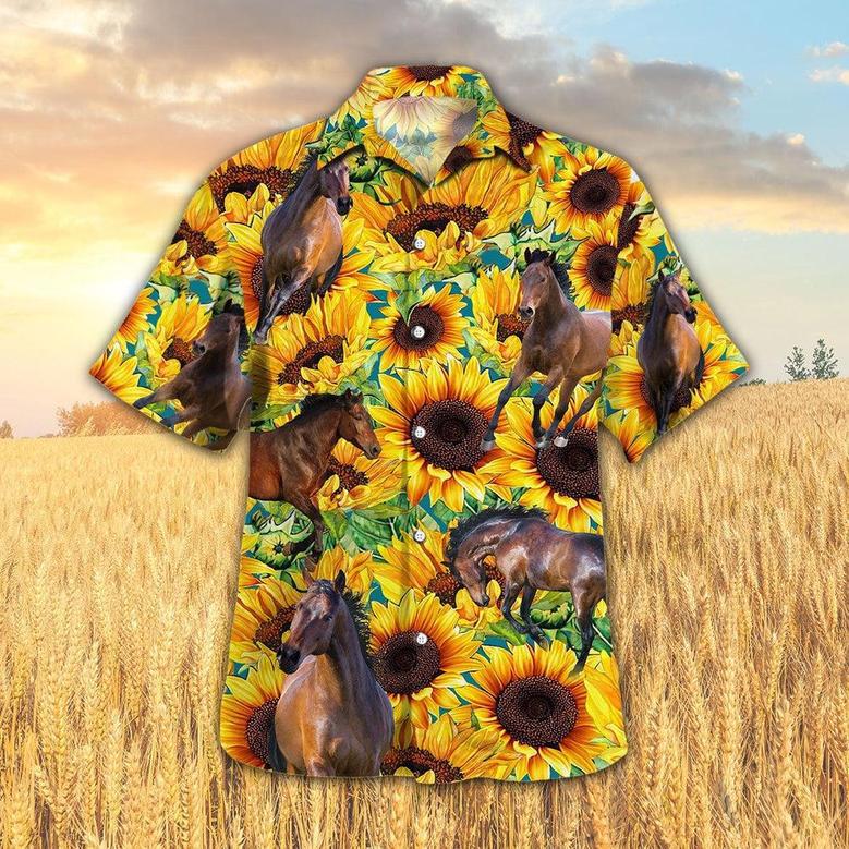 Sunflower Horse Hawaiian Shirt, Farm Hawaiian Shirt, Farmer Hawaii