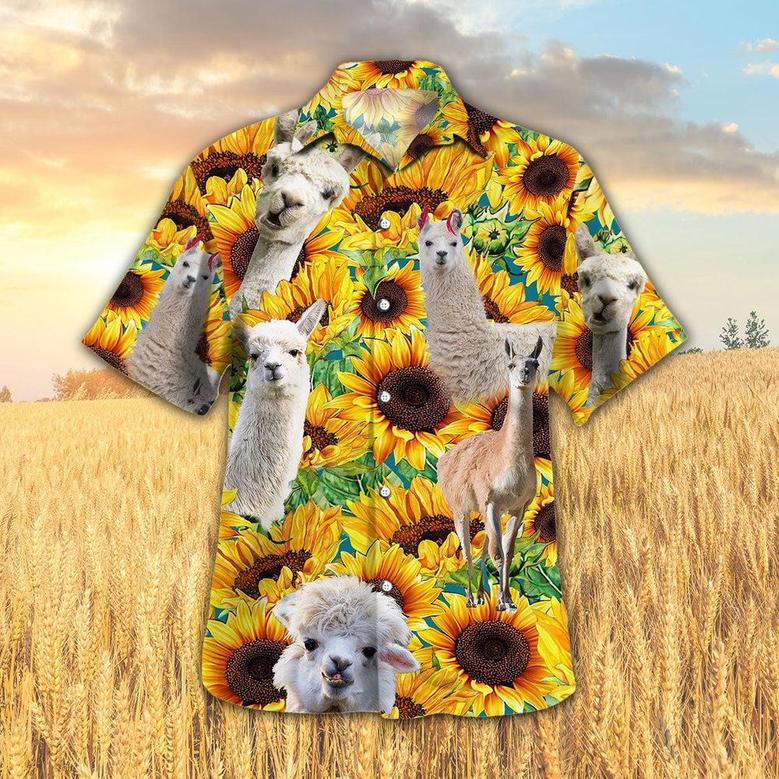 Sunflower Llama Hawaiian Shirt, Farm Hawaiian Shirt, Farmer Hawaii