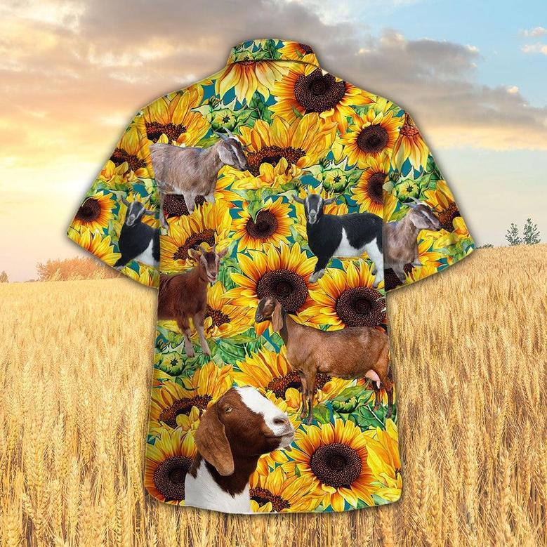 Sunflower Nubian Goat Hawaiian Shirt, Farm Hawaiian Shirt, Farmer Hawaii