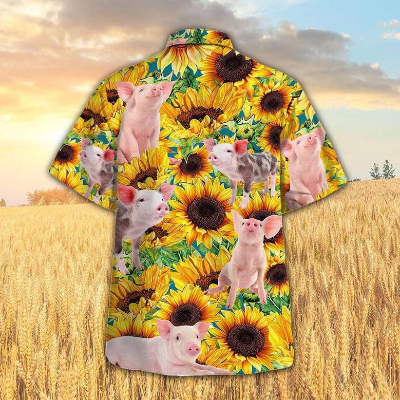 Sunflower Pig Hawaiian Shirt, Farm Hawaiian Shirt, Farmer Hawaii