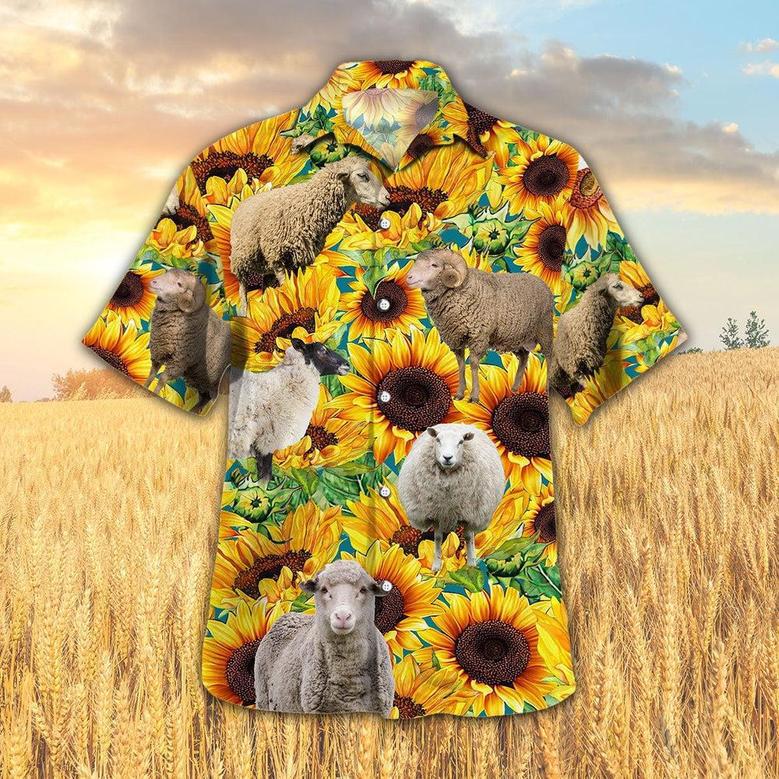 Sunflower Sheep Hawaiian Shirt, Farm Hawaiian Shirt, Farmer Hawaii