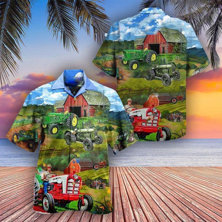 Tractors All Over Printed Hawaiian Shirt, Farm Hawaiian Shirt, Farmer Hawaii