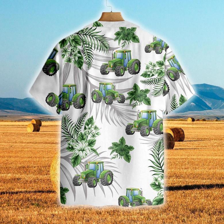 Tractors Green Hibiscus All Over Printed Hawaiian Shirt, Farm Hawaiian Shirt, Farmer Hawaii