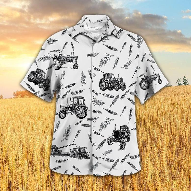 Tractors Pattern All Over Printed Hawaiian Shirt, Farm Hawaiian Shirt, Farmer Hawaii