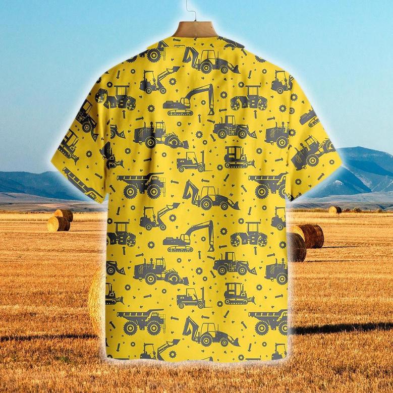 Tractors Pattern Yellow All Over Printed Hawaiian Shirt, Farm Hawaiian Shirt, Farmer Hawaii