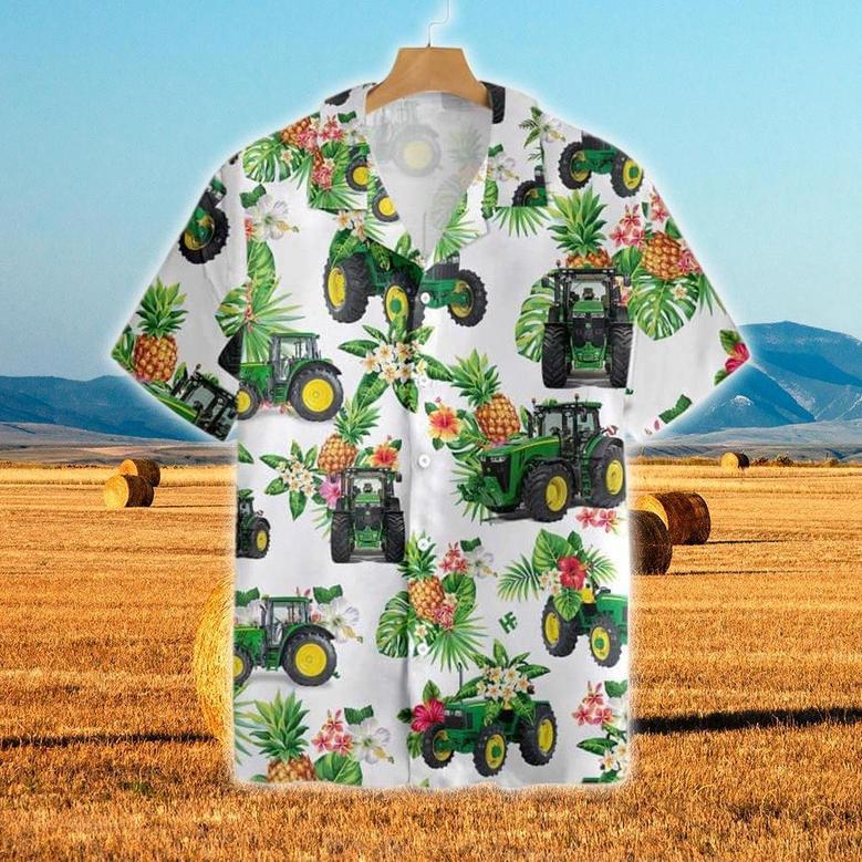 Tractors Pineapple All Over Printed Hawaiian Shirt, Farm Hawaiian Shirt, Farmer Hawaii