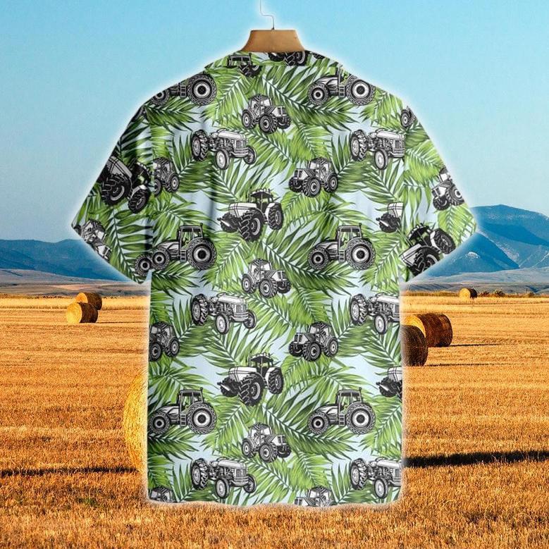 Tractors Tropical Leaves All Over Printed Hawaiian Shirt, Farm Hawaiian Shirt, Farmer Hawaii