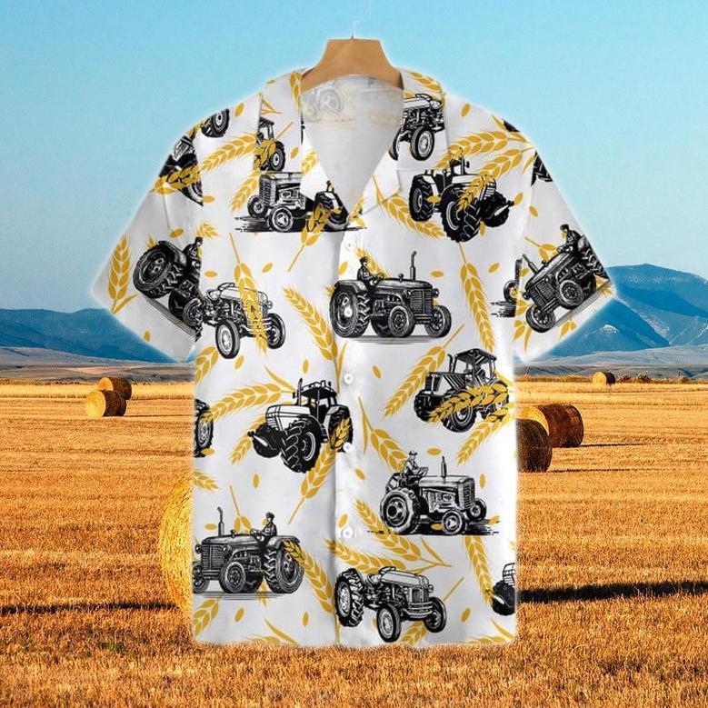 Tractors Wheats All Over Printed Hawaiian Shirt, Farm Hawaiian Shirt, Farmer Hawaii