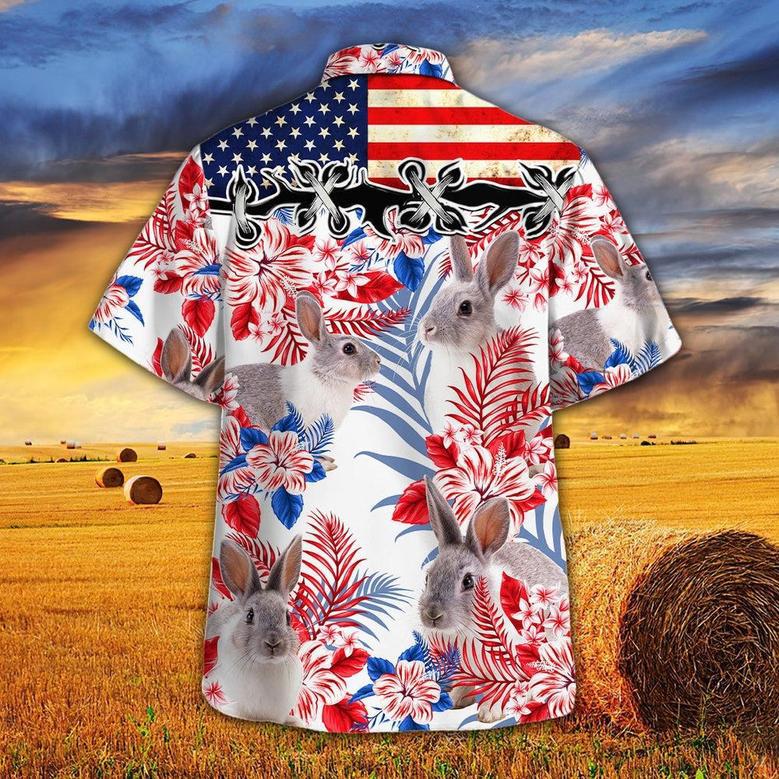 United States Flag Hawaiian Theme For Rabbit Lovers All Printed Hawaiian Shirt, Farm Hawaiian Shirt, Farmer Hawaii