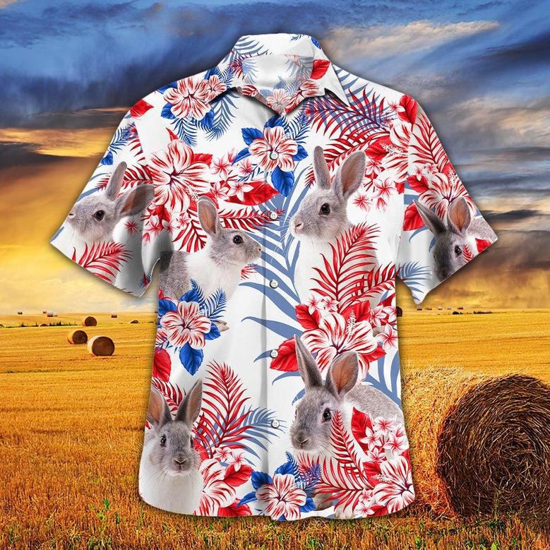 United States Flag Hawaiian Theme For Rabbit Lovers All Printed Hawaiian Shirt, Farm Hawaiian Shirt, Farmer Hawaii