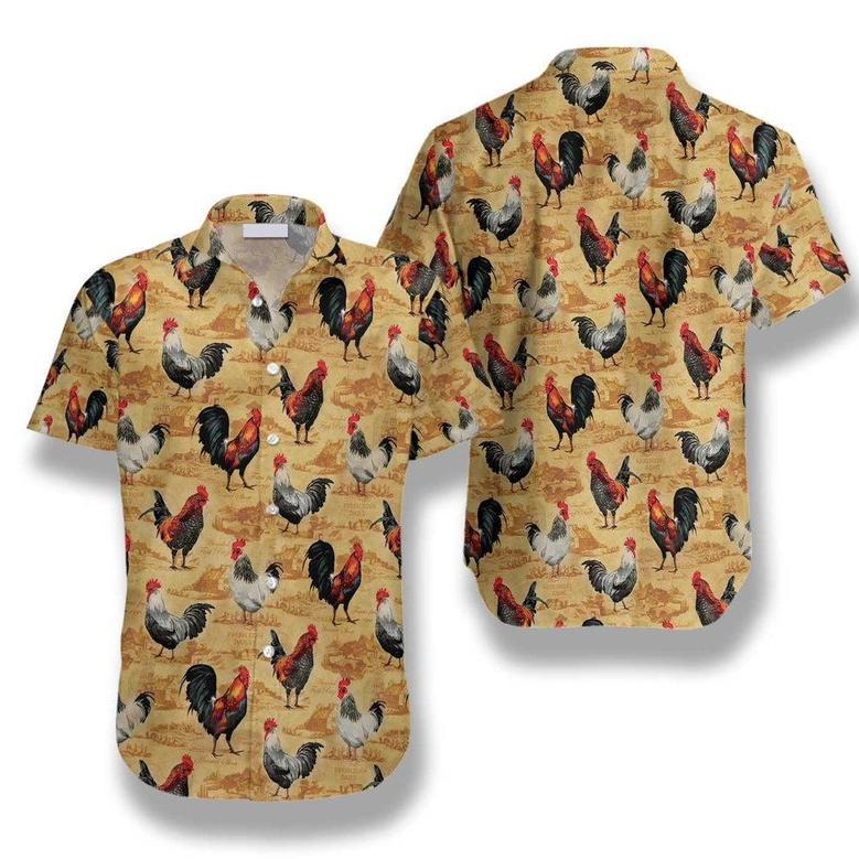 VINTAGE CHICKEN FARM Hawaiian Shirt, Farm Hawaiian Shirt, Farmer Hawaii