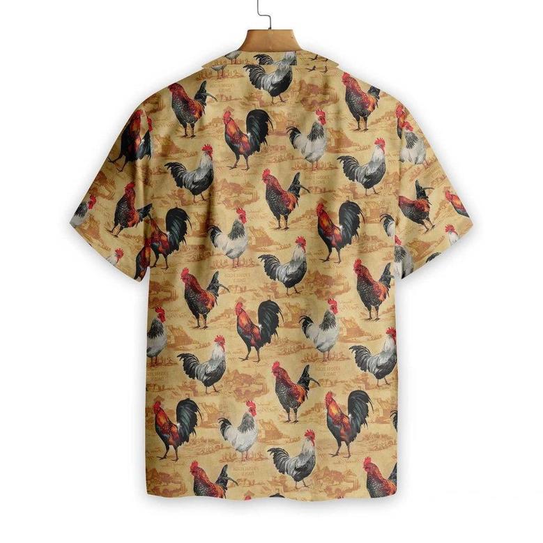 VINTAGE CHICKEN FARM Hawaiian Shirt, Farm Hawaiian Shirt, Farmer Hawaii