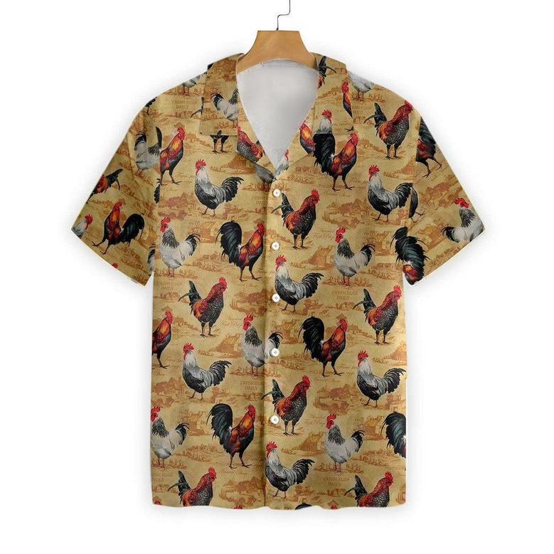 VINTAGE CHICKEN FARM Hawaiian Shirt, Farm Hawaiian Shirt, Farmer Hawaii