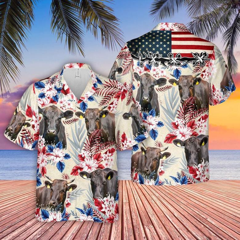 Wagyu Pattern US FLAG Hawaiian Shirt, Farm Hawaiian Shirt, Farmer Hawaii