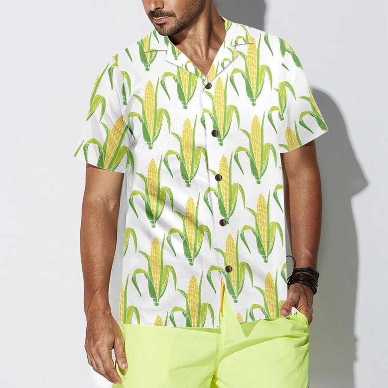 Yellow Corncobs With Green Leaves All Over Printed Hawaiian Shirt, Farm Hawaiian Shirt, Farmer Hawaii