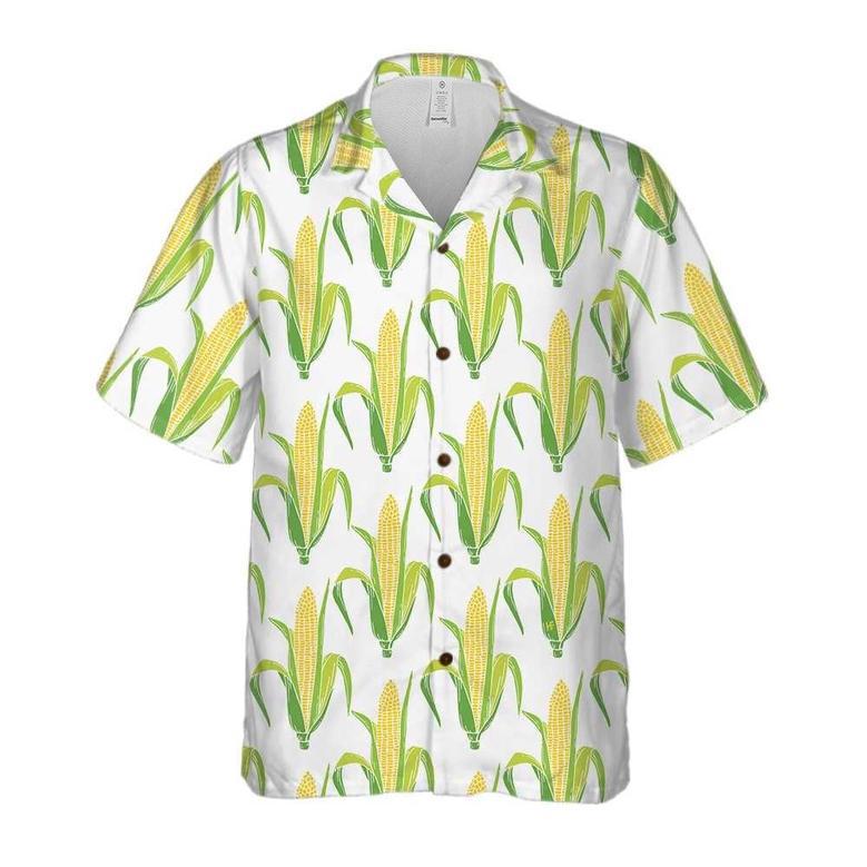 Yellow Corncobs With Green Leaves All Over Printed Hawaiian Shirt, Farm Hawaiian Shirt, Farmer Hawaii