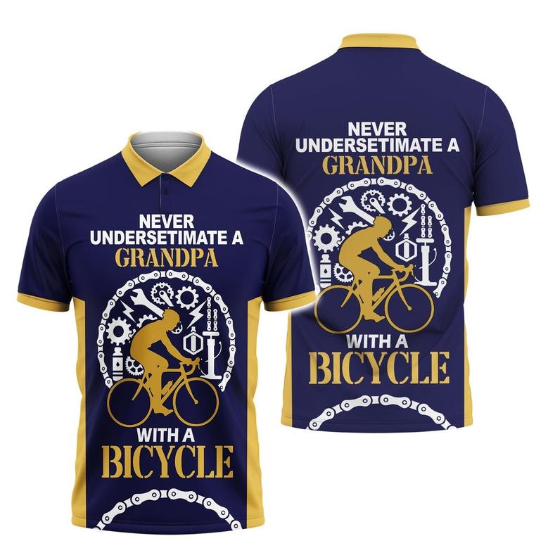 A Grandpa With A Bicycle Cycling Polo Shirt