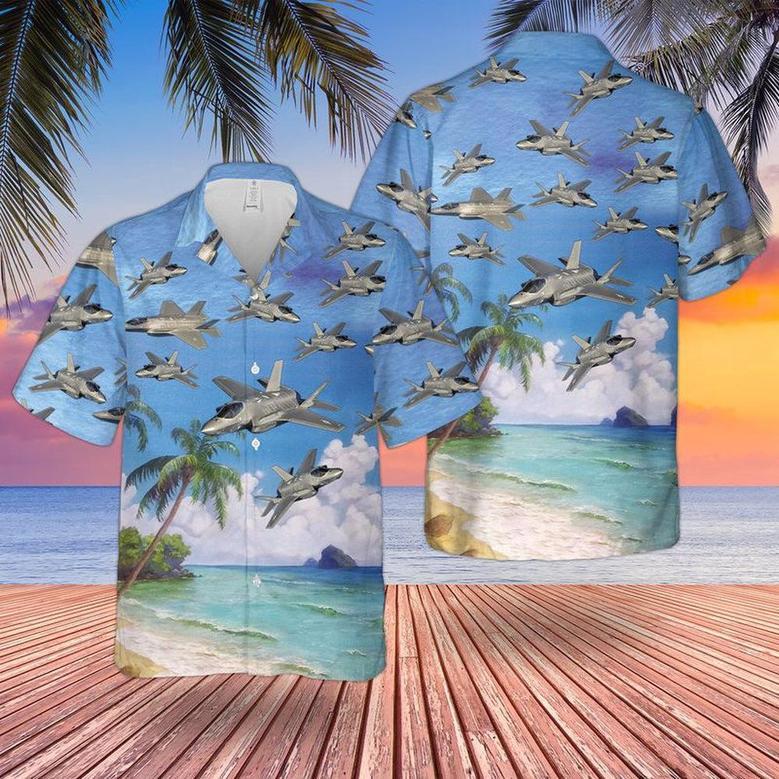 Air Force Hawaiian Shirt, Us Air Force Lockheed Martin Lightning Ii Hawaiian Shirt, Air Force Aloha Shirt