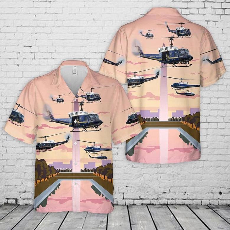 Air Force Hawaiian Shirt, Bell Twin Huey Of The Helicopter Squadron Flying Over Washington Dc Hawaiian Shirt, Air Force Aloha Shirt