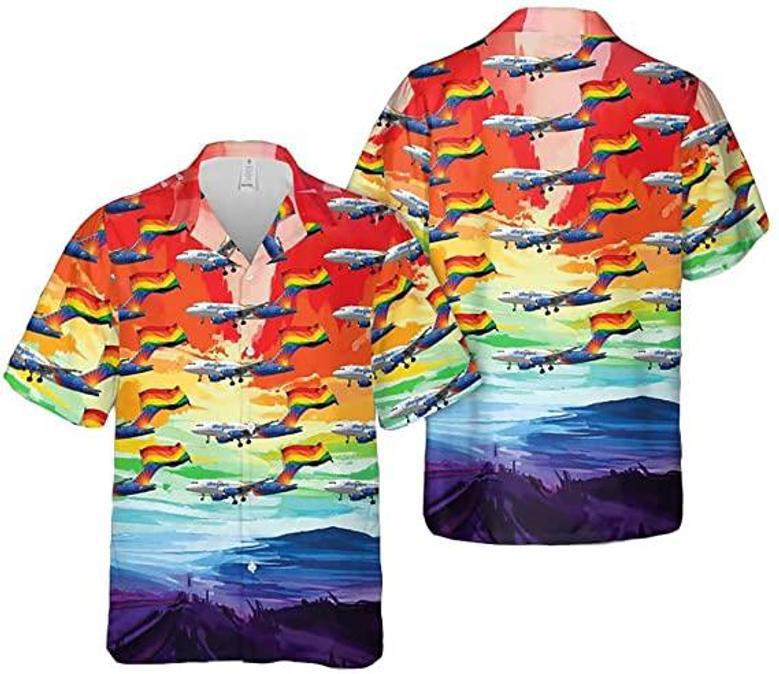 Airlines Fly With Pride Pattern Hawaiian Shirt, Hawaiian Pocket Shirt Unisex Full Print For Lgbtq