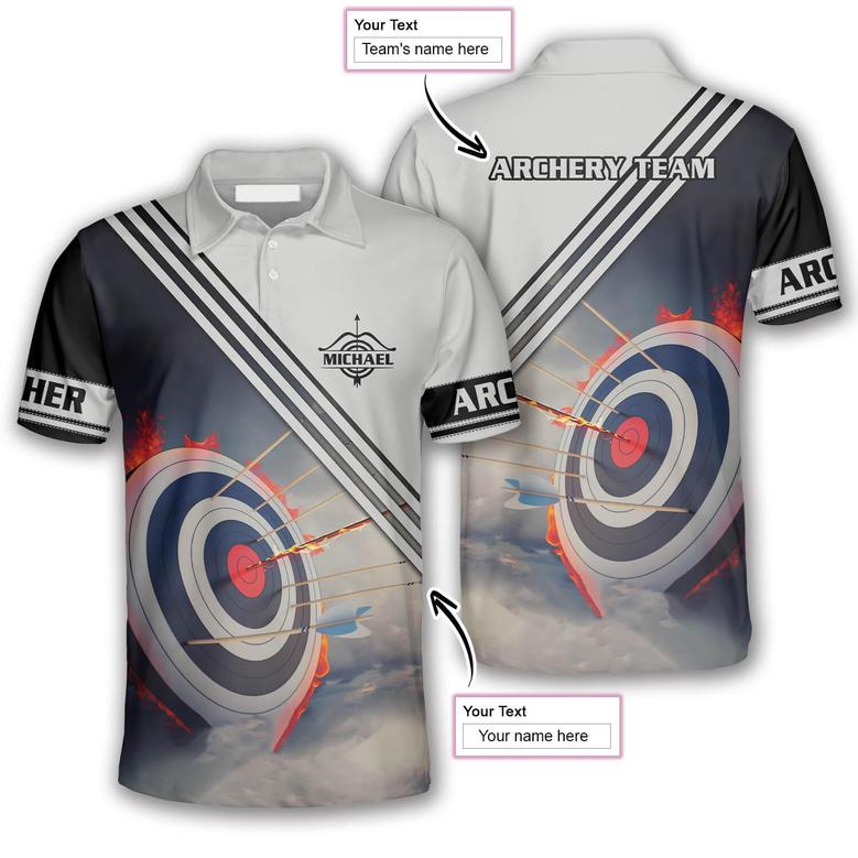 All Over Print Archery Target On Fire Custom Archery Polo Shirts For Men, Archery Shirt