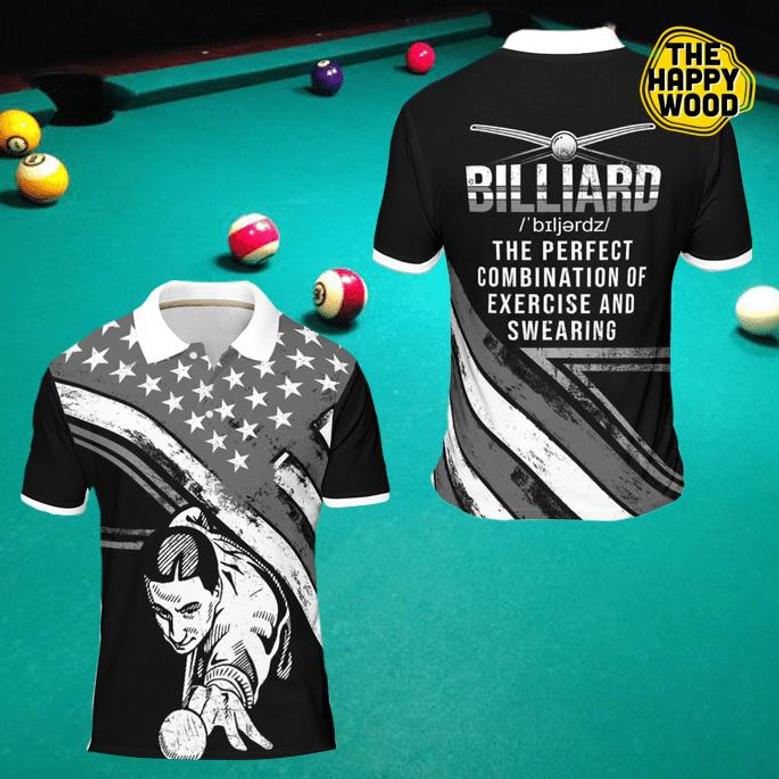 All Over Print Billiard Funny Define The Perfect Combination Of Exercise And Swearing Polo Shirt, Best Shirt For Billiard Player