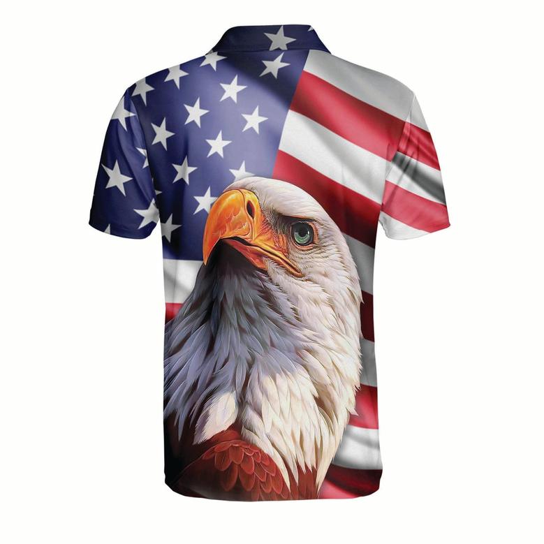 All Over Print Patriotic American Design With Eagle Polo Shirt, Idea Shirt For Men In Independence Day